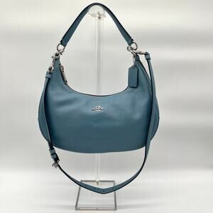 COACH Leather Harley East/West Blue Shoulder Hobo Bag